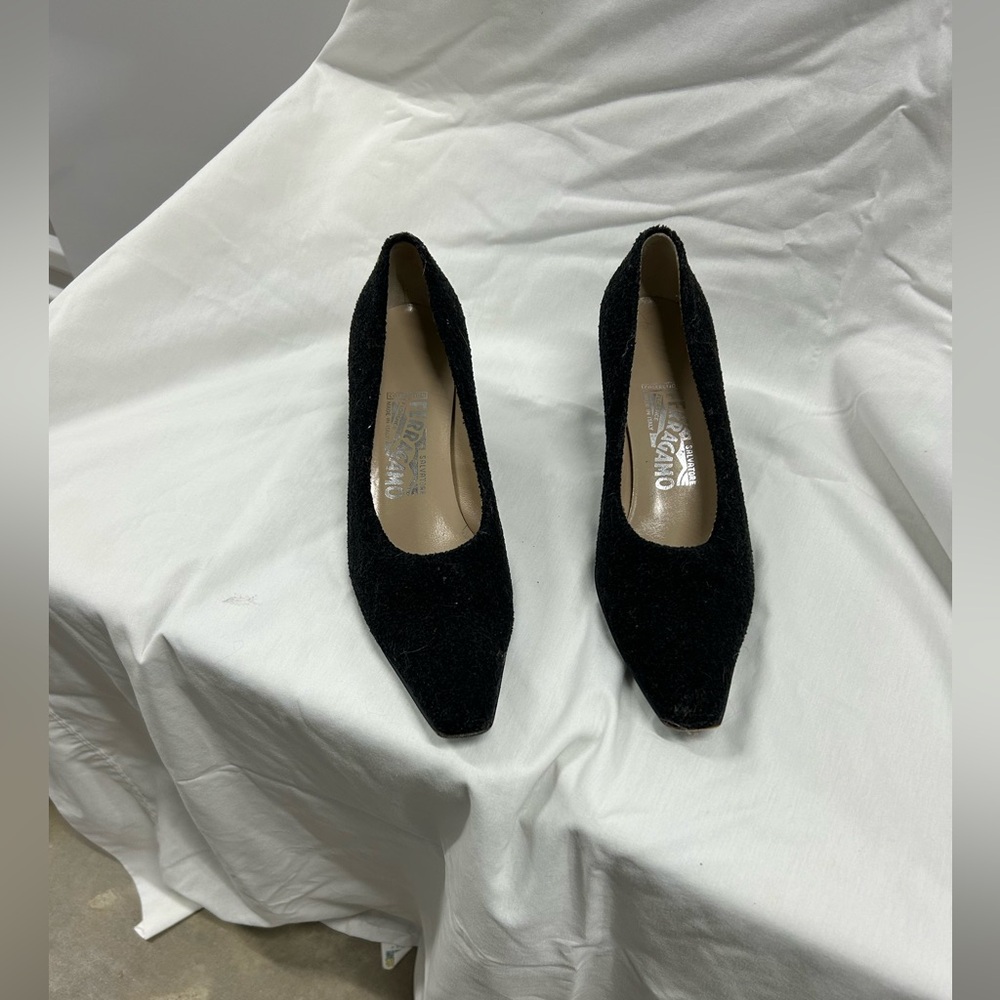 Salvatore Ferragamo Black Wool Heels